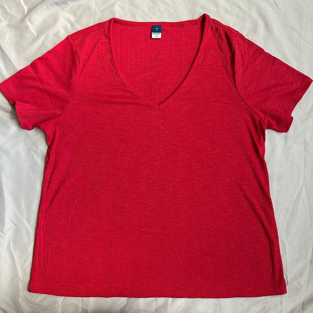 Old Navy Ribbed V-Neck, Short Sleeve, T-Shirt- M